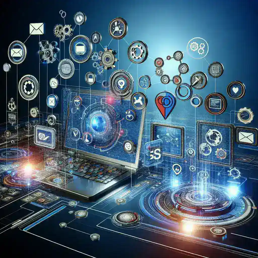 "Imagem ilustrativa de ferramentas de automação de marketing eficazes para 2025, destacando gráficos de crescimento, software intuitivo e a integração de inteligência artificial para otimizar campanhas de marketing digital."