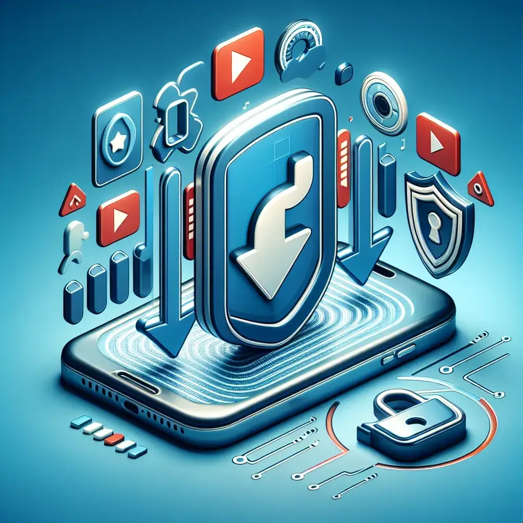 "Ilustração passo a passo do processo de baixar vídeos do Instagram com dicas de segurança, destacando a interface do aplicativo e opções de download."